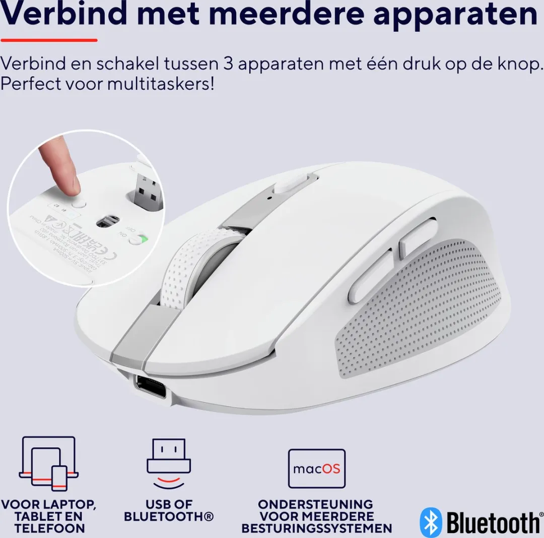 Trust Ozaa Compact 24933 Draadloze Muis - Wit