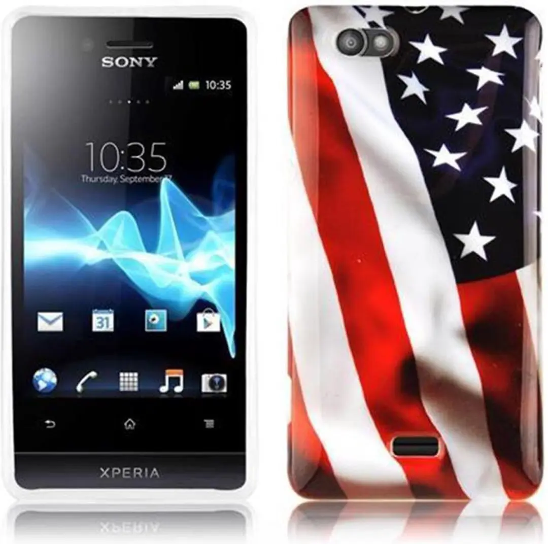 Cadorabo Hoesje geschikt voor Sony Xperia M met STARS AND STRIPES opdruk