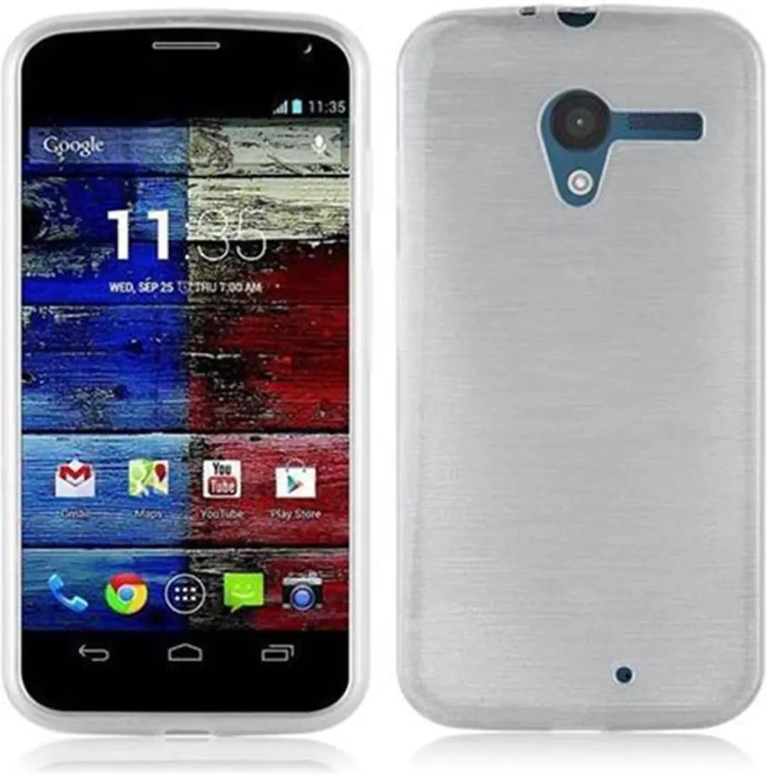 Cadorabo Hoesje geschikt voor Motorola MOTO X in ZILVER - Beschermhoes van flexibel TPU silicone Case Cover in Brushed design
