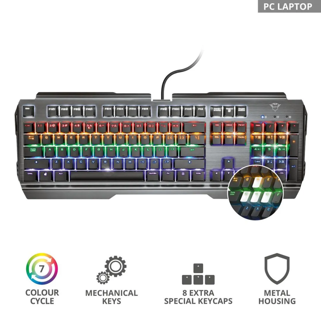 Trust GXT 877 Scarr Mechanisch Gaming Toetsenbord - Zwart Metallic