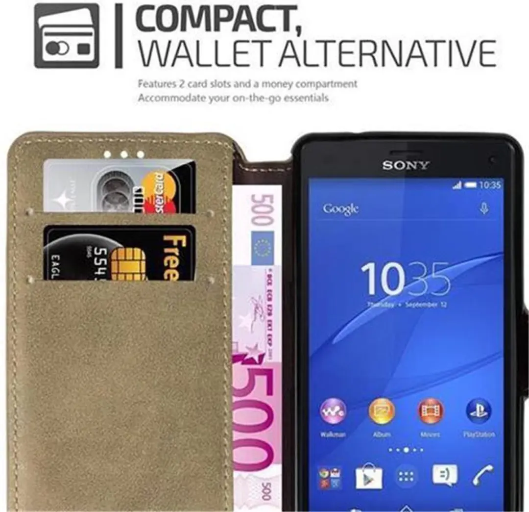 Cadorabo Hoesje geschikt voor Sony Xperia Z3 COMPACT in MAT ZAND BRUIN