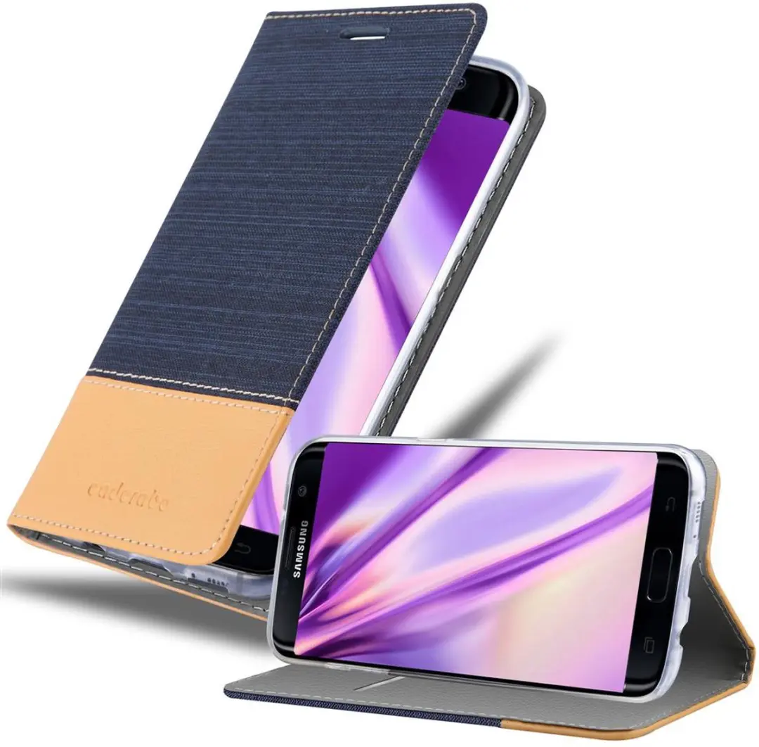 Cadorabo Hoesje geschikt voor Samsung Galaxy S7 EDGE in DONKERBLAUW BRUIN