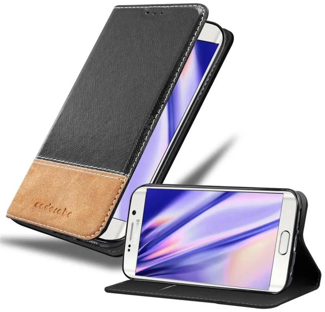 Cadorabo Hoesje geschikt voor Samsung Galaxy S6 EDGE in ZWART BRUIN