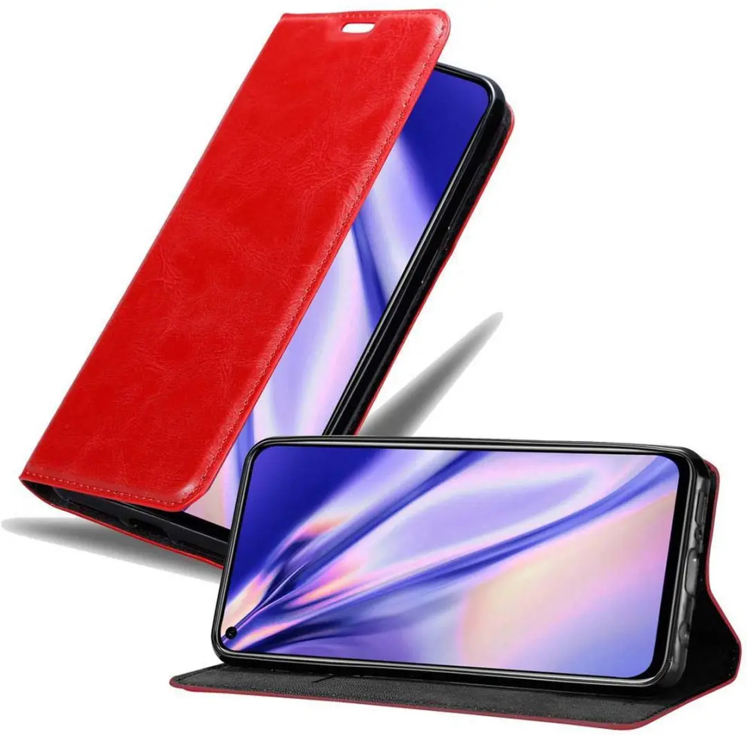 Cadorabo Hoesje geschikt voor Honor View 20 in APPEL ROOD - Beschermhoes met magnetische sluiting, standfunctie en kaartvakje Book Case Cover Etui