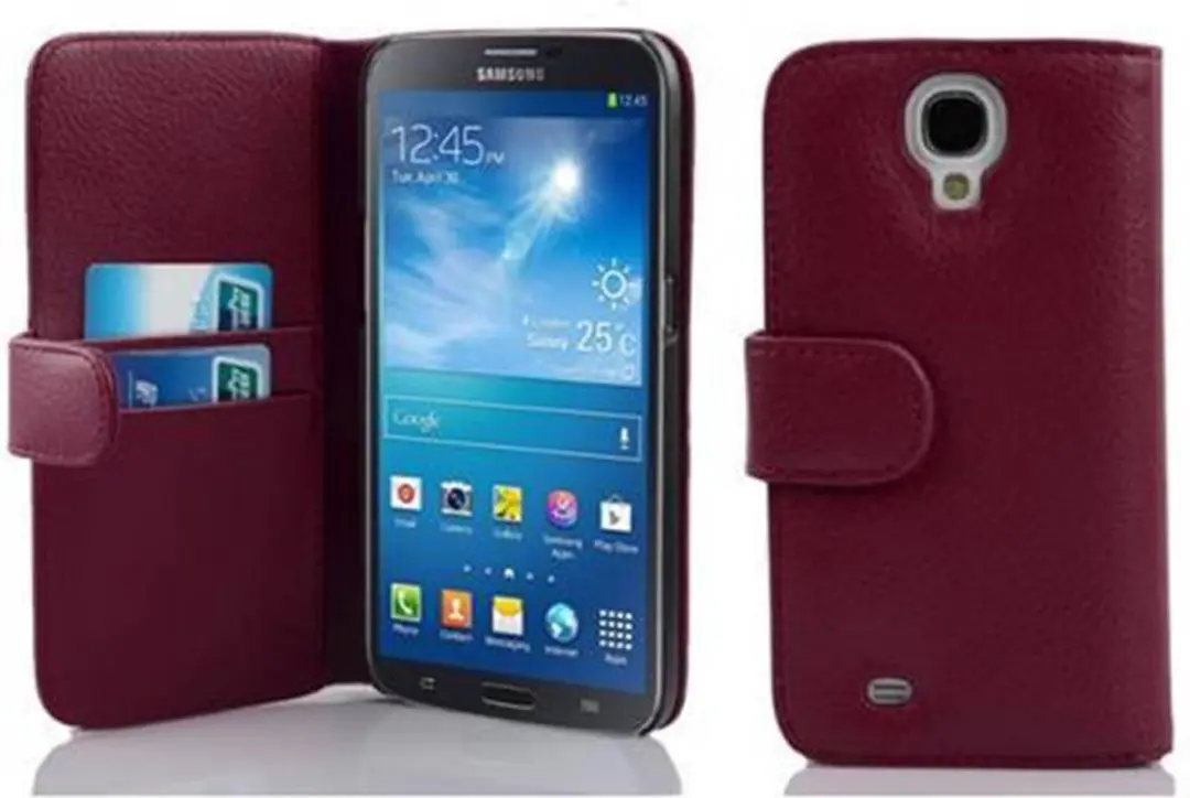 Cadorabo Hoesje geschikt voor Samsung Galaxy MEGA 6.3 in BORDEAUX PAARS - Beschermhoes van getextureerd kunstleder en kaartvakje Book Case Cover Etui