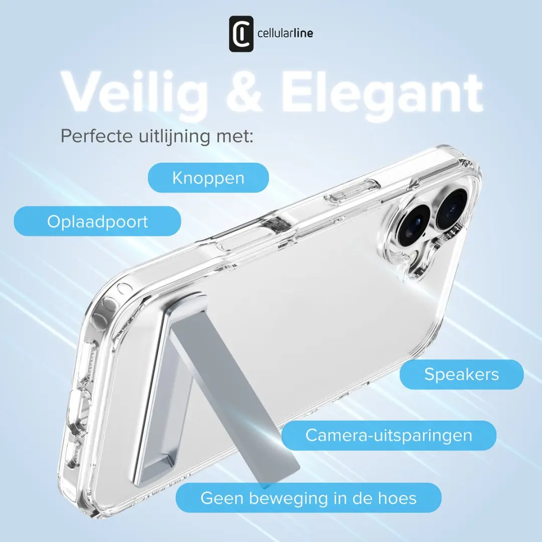 Cellularline Clear Stand Hoesje iPhone 17 - Transparant - afbeelding 3 van 6