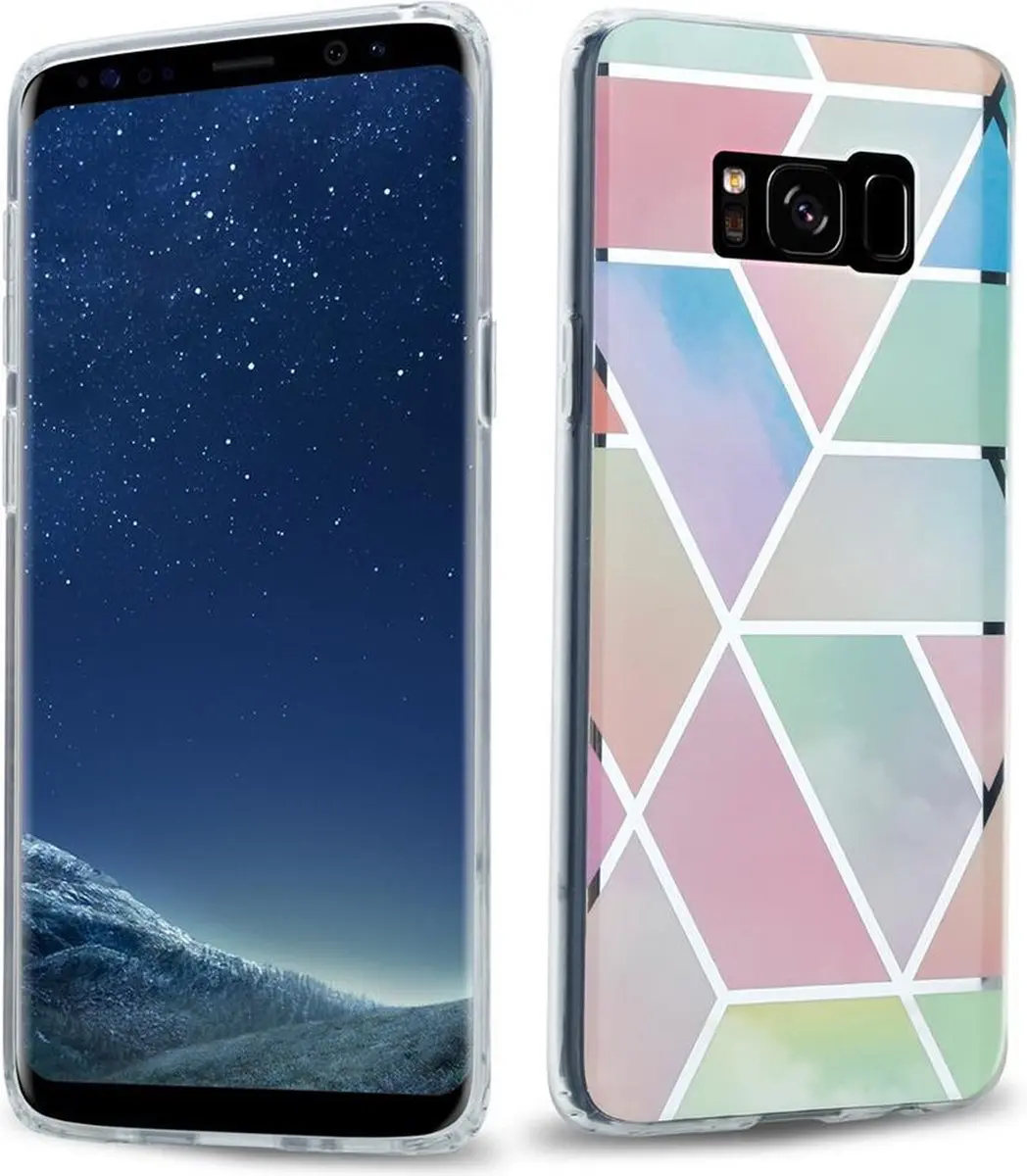 Cadorabo Hoesje geschikt voor Samsung Galaxy S8 PLUS in Regenboog Marmer No. 11