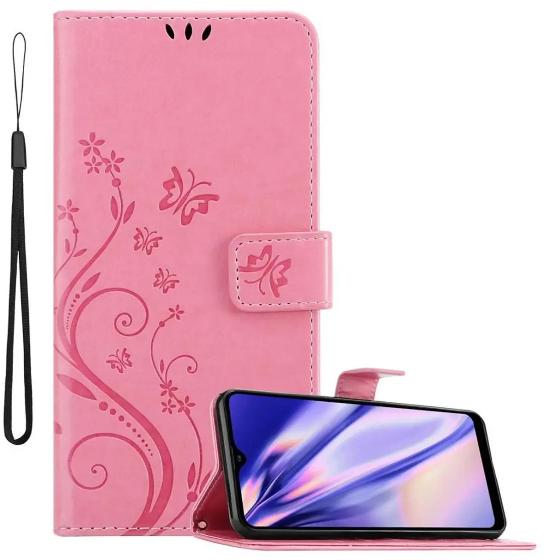 Cadorabo Hoesje geschikt voor Samsung Galaxy A21 in BLOEMEN ROZE