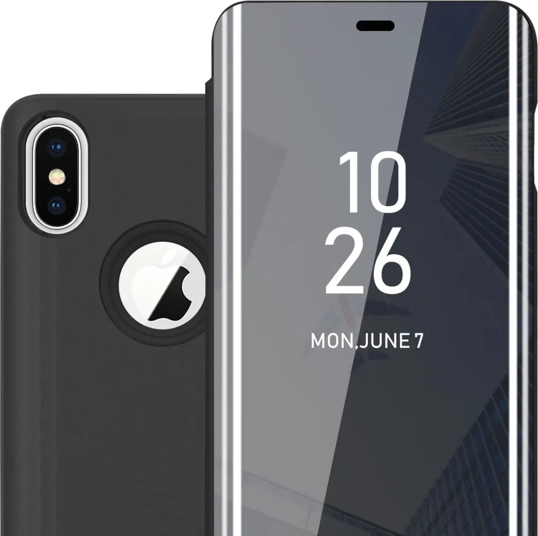 Cadorabo Hoesje geschikt voor Apple iPhone X / XS in TOERMALIJN ZWART