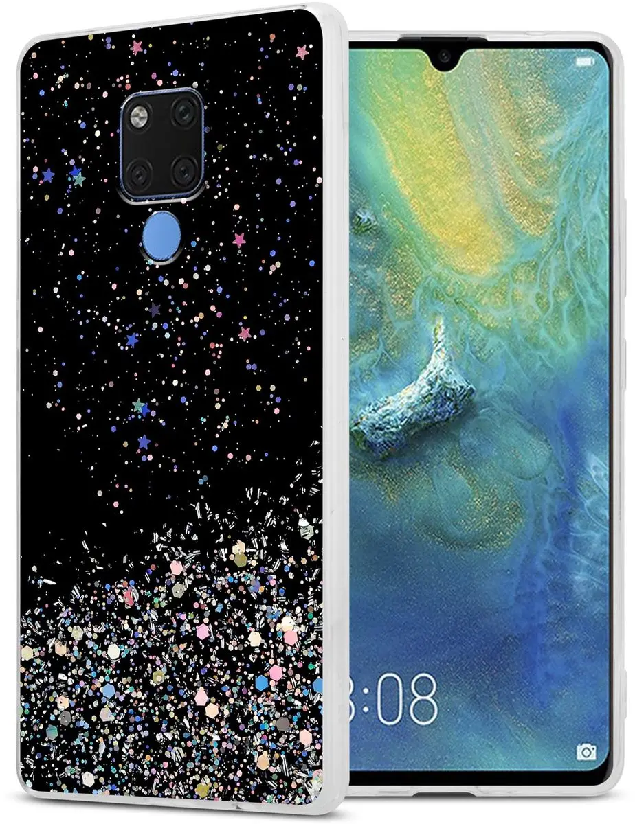 Cadorabo Hoesje geschikt voor Huawei MATE 20 in Zwart met Glitter