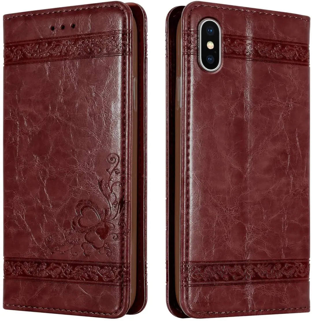 Cadorabo Hoesje geschikt voor Apple iPhone XS MAX in Donker Rood met ornamenten