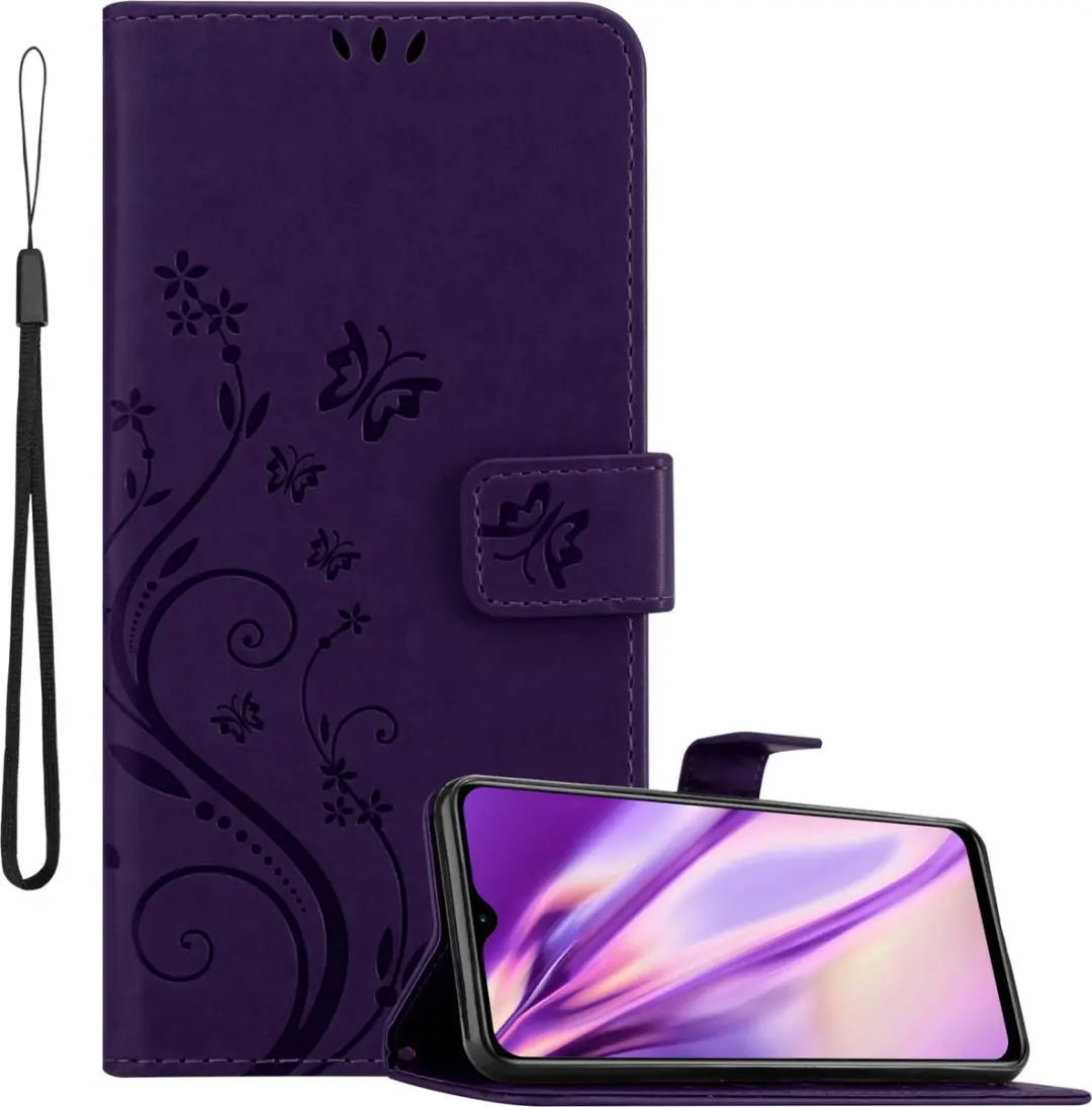 Cadorabo Hoesje geschikt voor Xiaomi RedMi 9T / POCO M3 in BLOEMEN DONKER PAARS