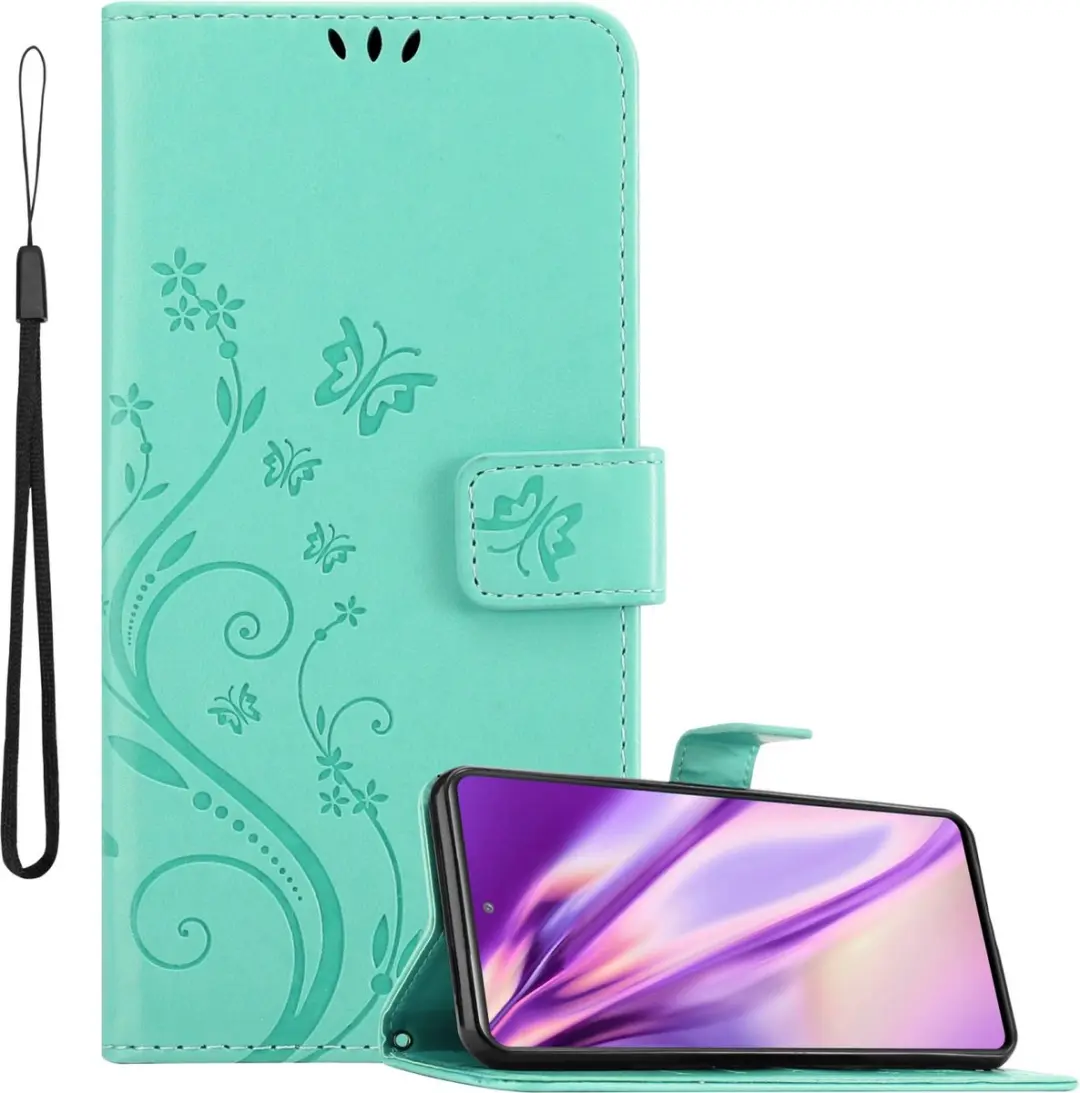Cadorabo Hoesje geschikt voor Samsung Galaxy S20 FE in BLOEMEN TURKOOIS