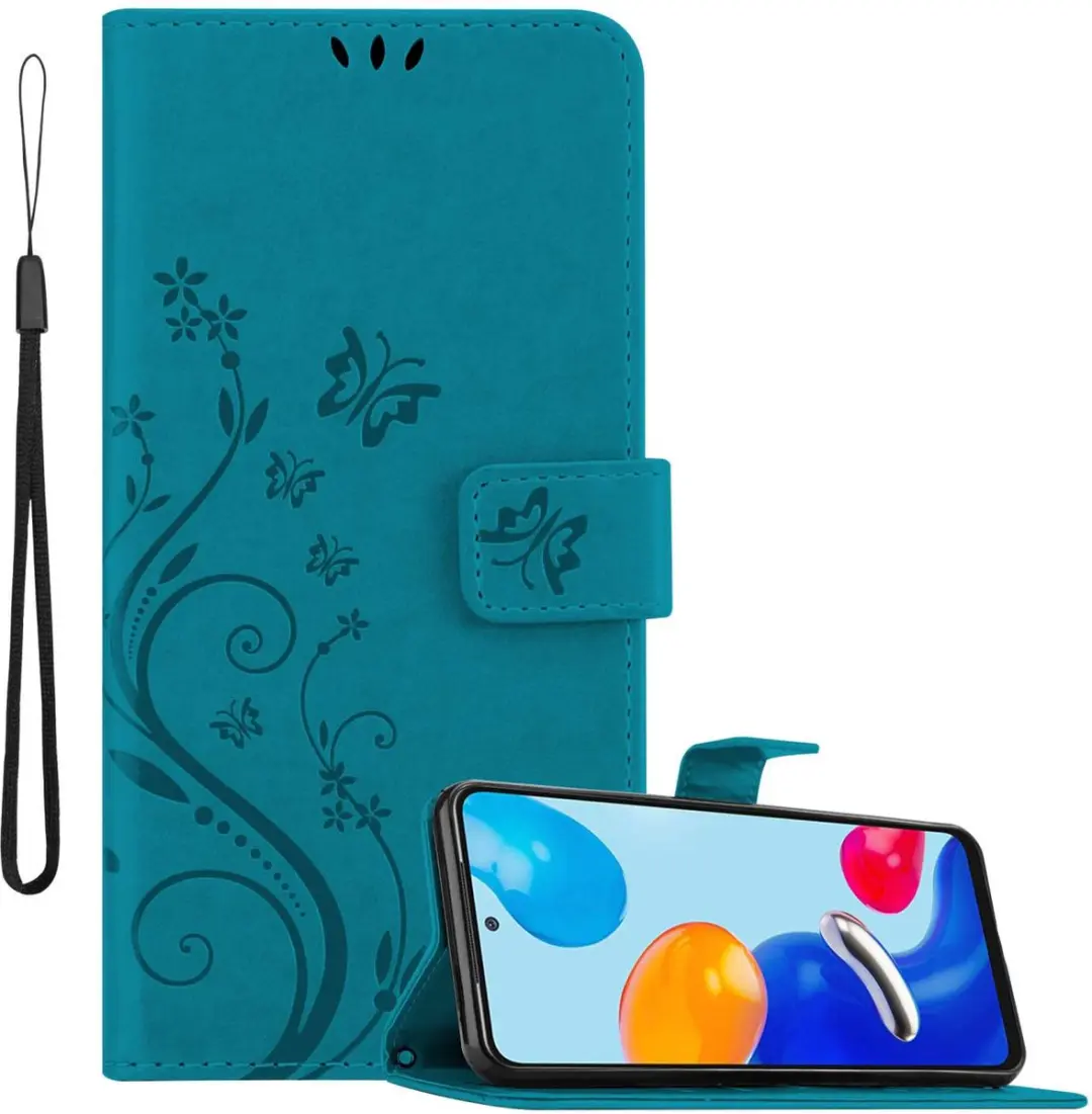 Cadorabo Hoesje geschikt voor Xiaomi RedMi NOTE 11 4G / 11S 4G in BLOEMEN BLAUW