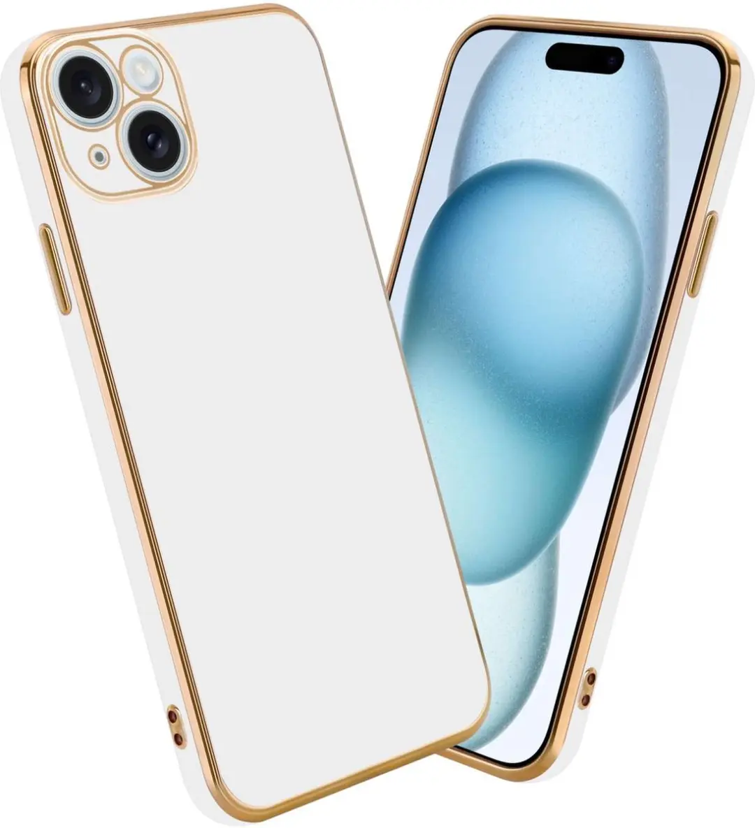 Cadorabo Hoesje geschikt voor Apple iPhone 15 in Glossy Wit