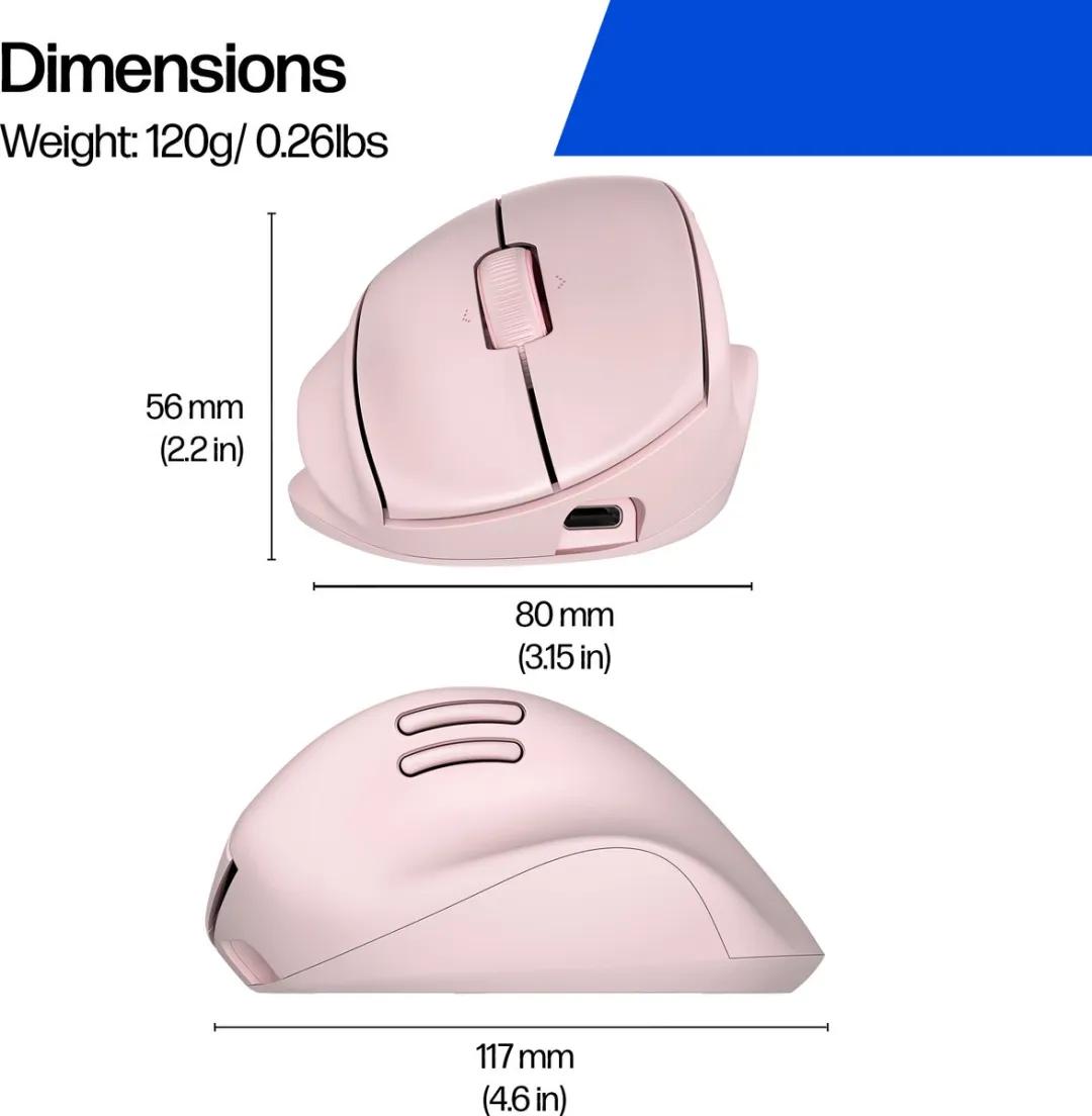 HP Tilt Ergonomische Muis 720M BH7N4AA#ABB - Draadloos Roze