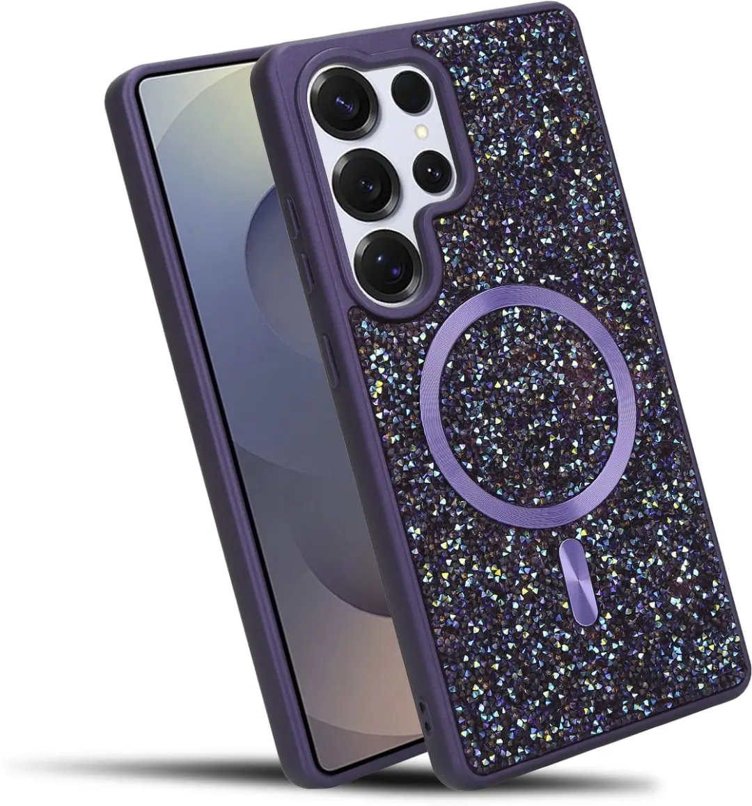 Hoesje geschikt voor Samsung Galaxy S25 Ultra in Paars Diamant Glitter Stijl