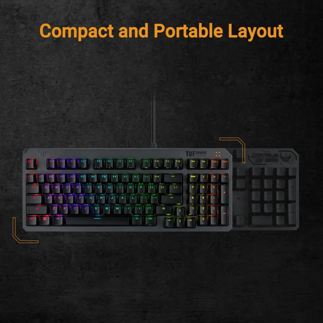 ASUS TUF Gaming K3 Gen II Mechanisch Toetsenbord - Kailh Red - Gun Metal Grijs