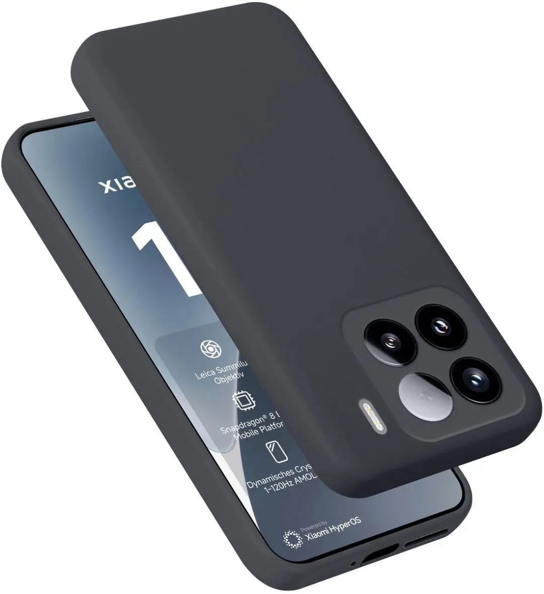 Cadorabo Hoesje geschikt voor Xiaomi 15 Case in Liquid Zwart Beschermhoes gemaak