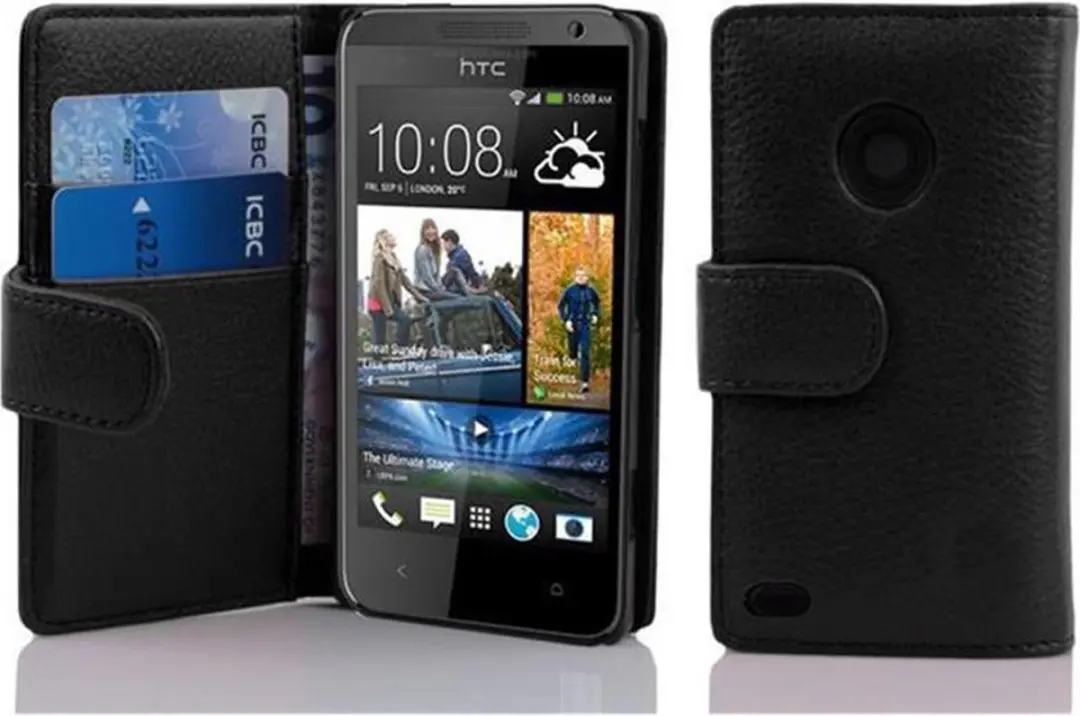 Cadorabo Hoesje geschikt voor HTC Desire 300 in ZWARTE OXIDE