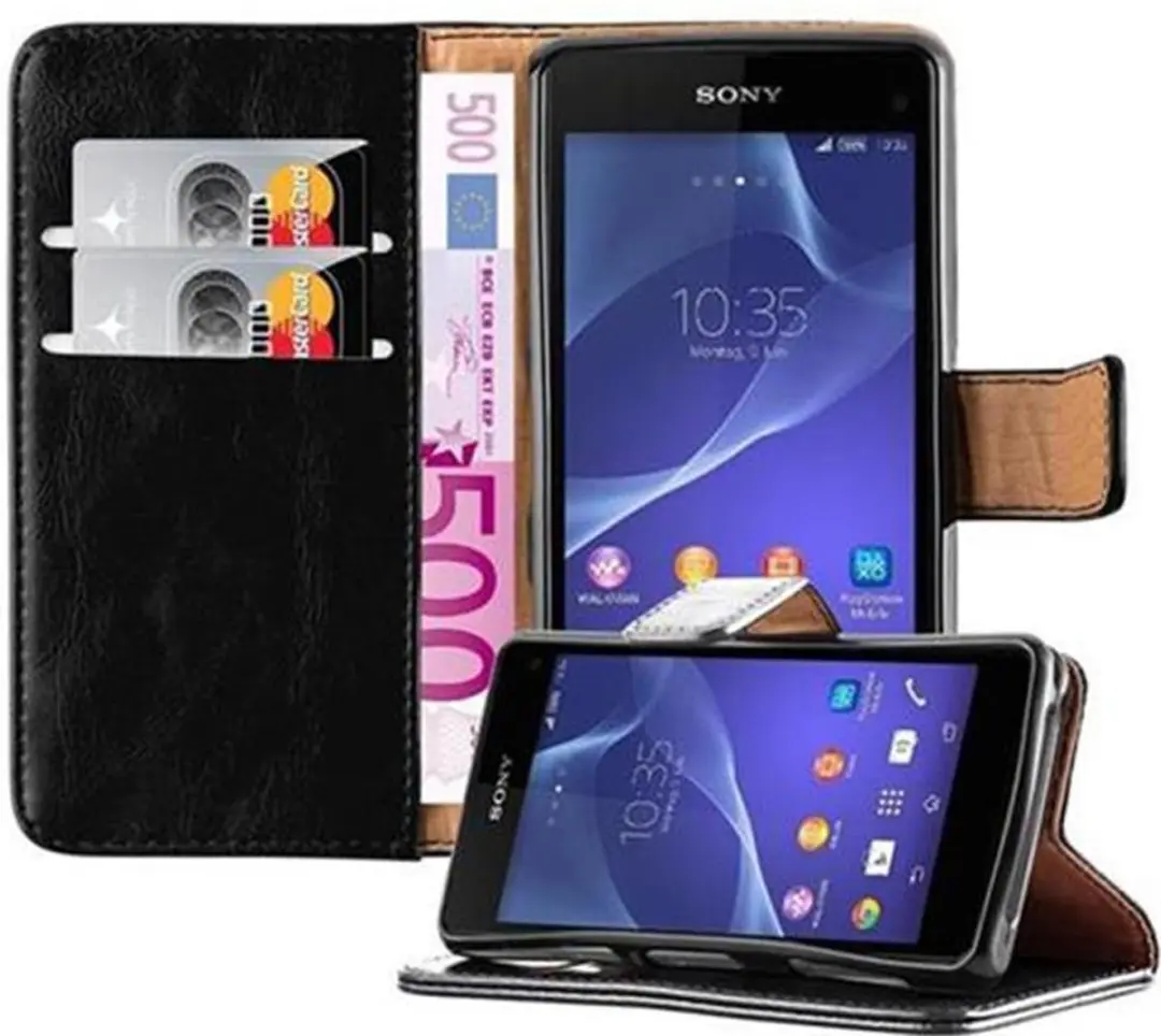Cadorabo Hoesje geschikt voor Sony Xperia Z1 COMPACT in ZWART GRAFIET