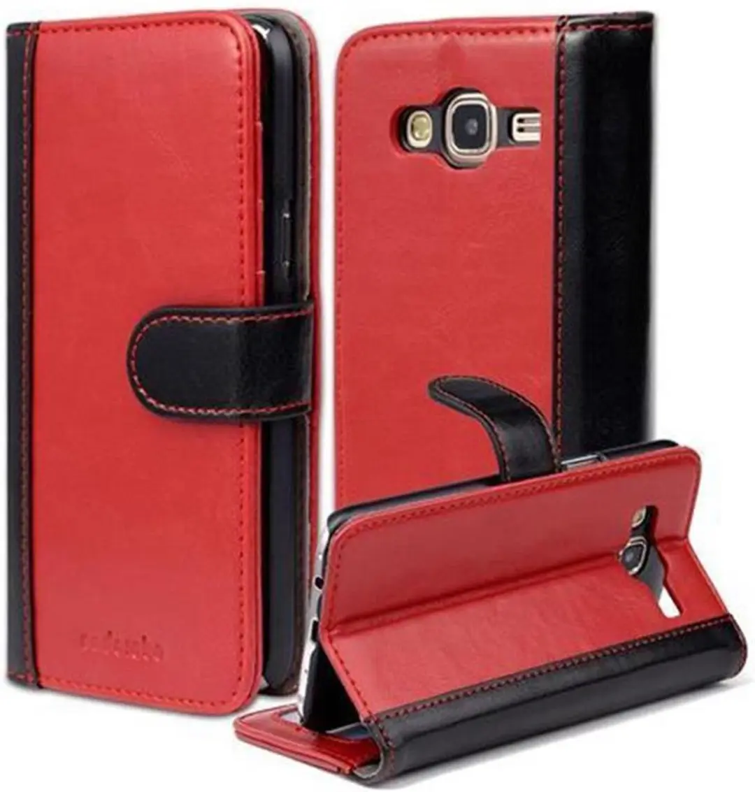 Cadorabo Hoesje geschikt voor Samsung Galaxy J5 2015 in ROOD ZWART