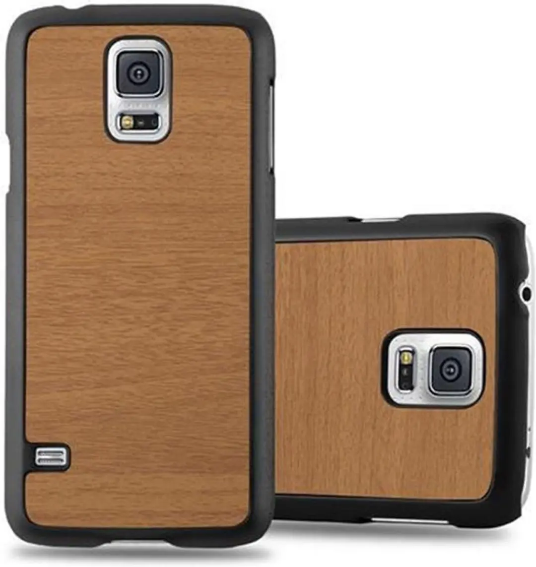 Cadorabo Hoesje geschikt voor Samsung Galaxy S5 / S5 NEO in WOODY BRUIN