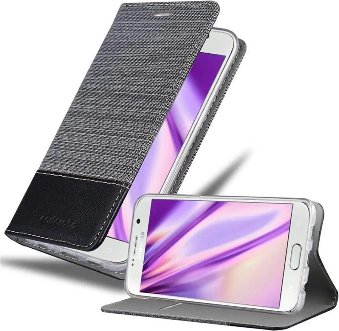 Cadorabo Hoesje geschikt voor Samsung Galaxy S6 EDGE PLUS in GRIJS ZWART
