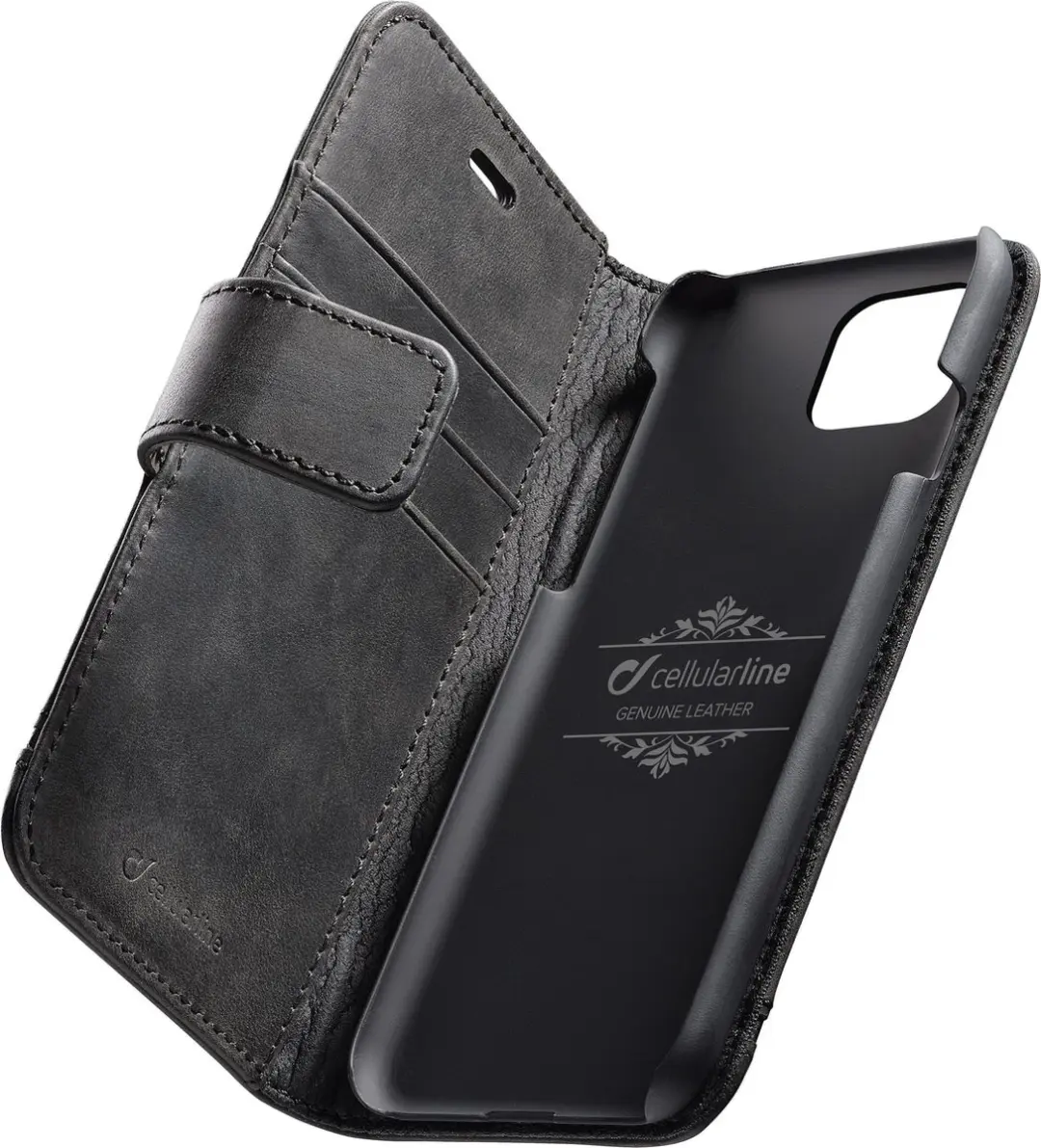 Cellularline Supreme Apple iPhone 11 Pro hoesje van echt leer met ruimte voor pa
