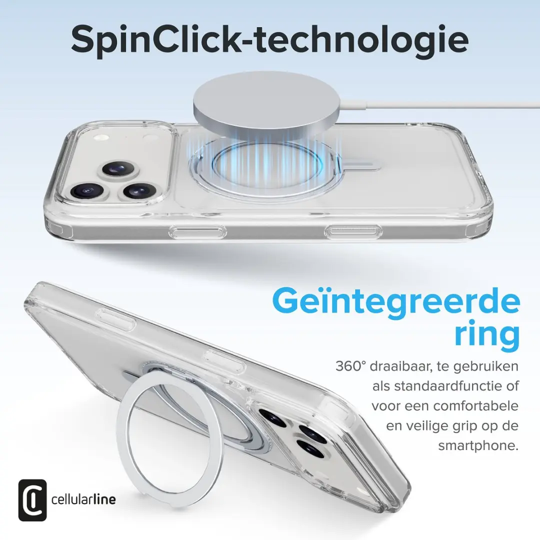 Cellularline Spin Mag Hoesje iPhone 17 Pro Max - Transparant - afbeelding 6 van 6
