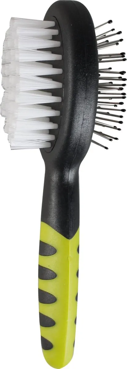 Flamingo 2-in-1 Hondenborstel 14.5cm - Geel