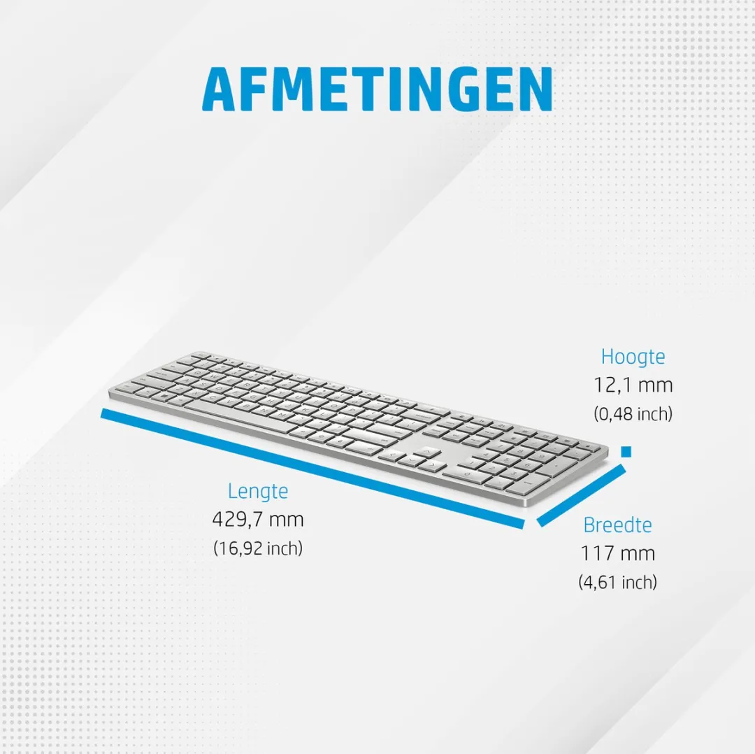 HP 970 Draadloos Toetsenbord 3Z729AA - Zilver - afbeelding 2 van 6