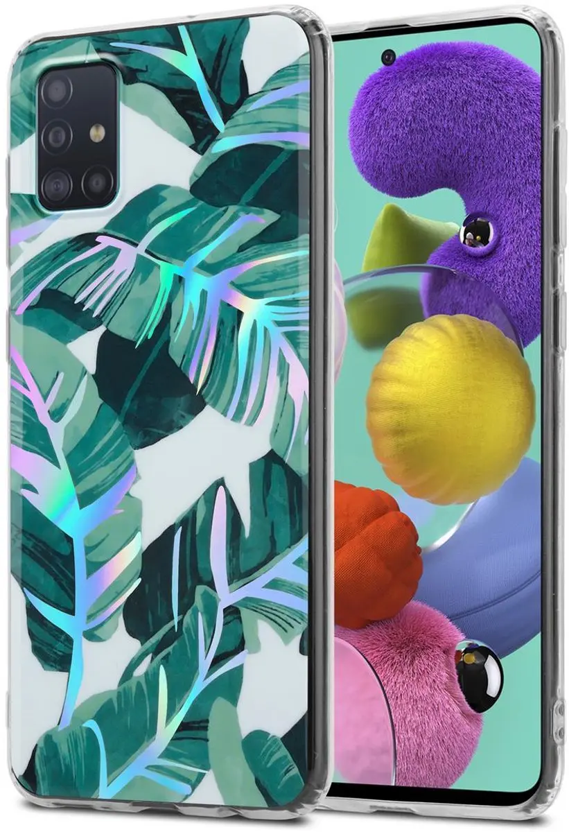 Cadorabo Hoesje geschikt voor Samsung Galaxy A51 4G / M40s in BANANEN BLADEREN