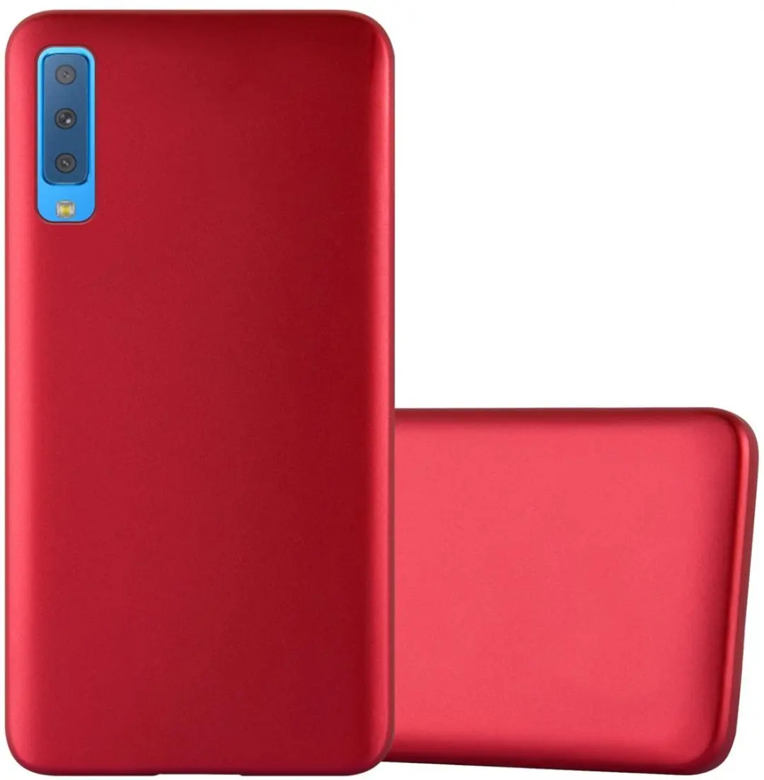Cadorabo Hoesje geschikt voor Samsung Galaxy A7 2018 in METALLIC ROOD