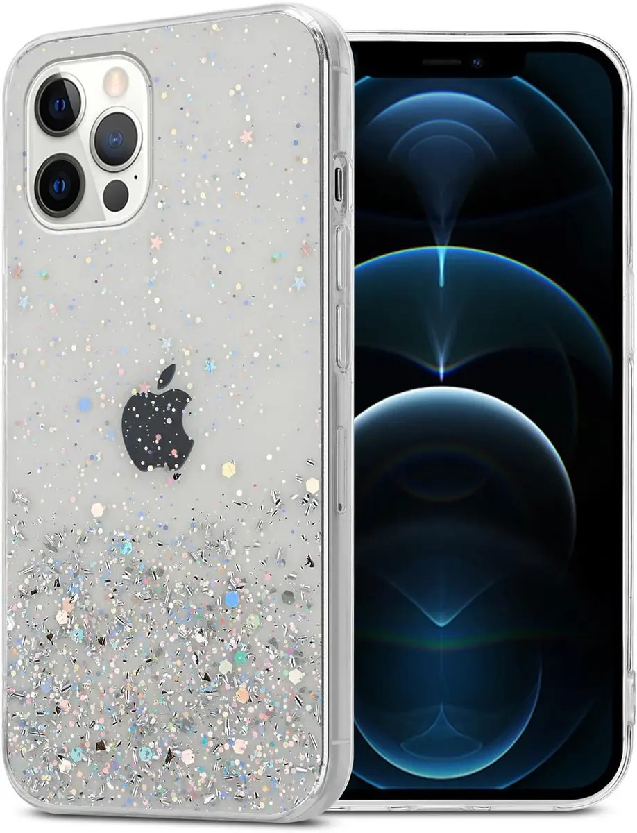 Cadorabo Hoesje geschikt voor Apple iPhone 12 / 12 PRO in Transparant met Glitte