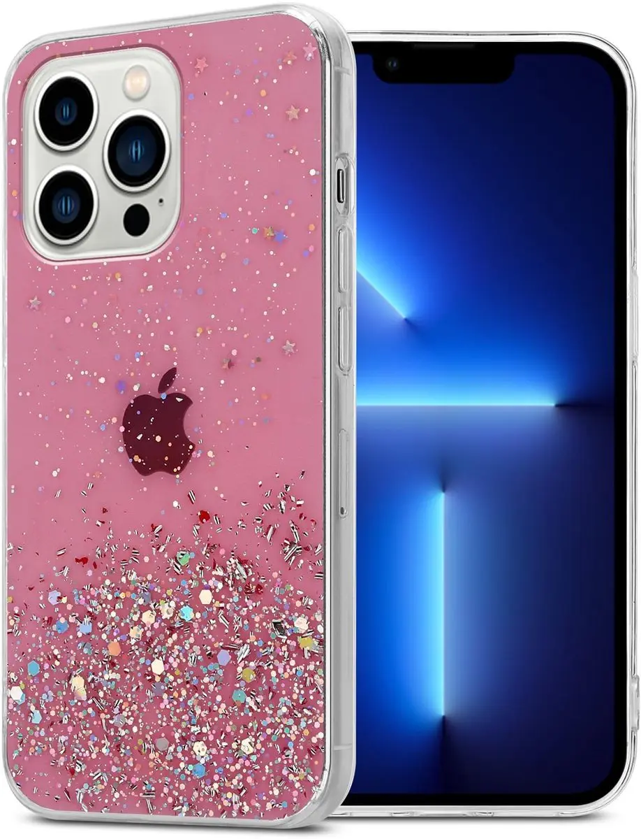 Cadorabo Hoesje geschikt voor Apple iPhone 13 PRO in Roze met Glitter