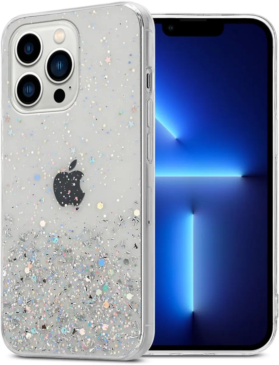 Cadorabo Hoesje geschikt voor Apple iPhone 13 PRO MAX in Transparant met Glitter