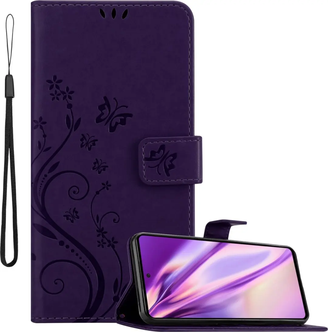 Cadorabo Hoesje geschikt voor Samsung Galaxy A73 5G in BLOEMEN DONKER PAARS