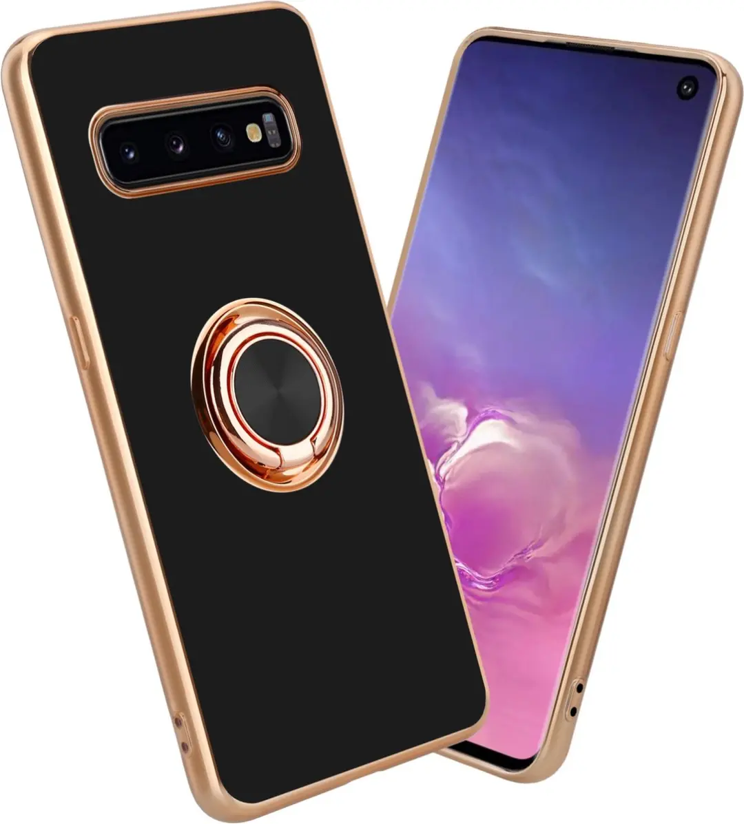 Cadorabo Hoesje geschikt voor Samsung Galaxy S10 4G in Glossy Zwart