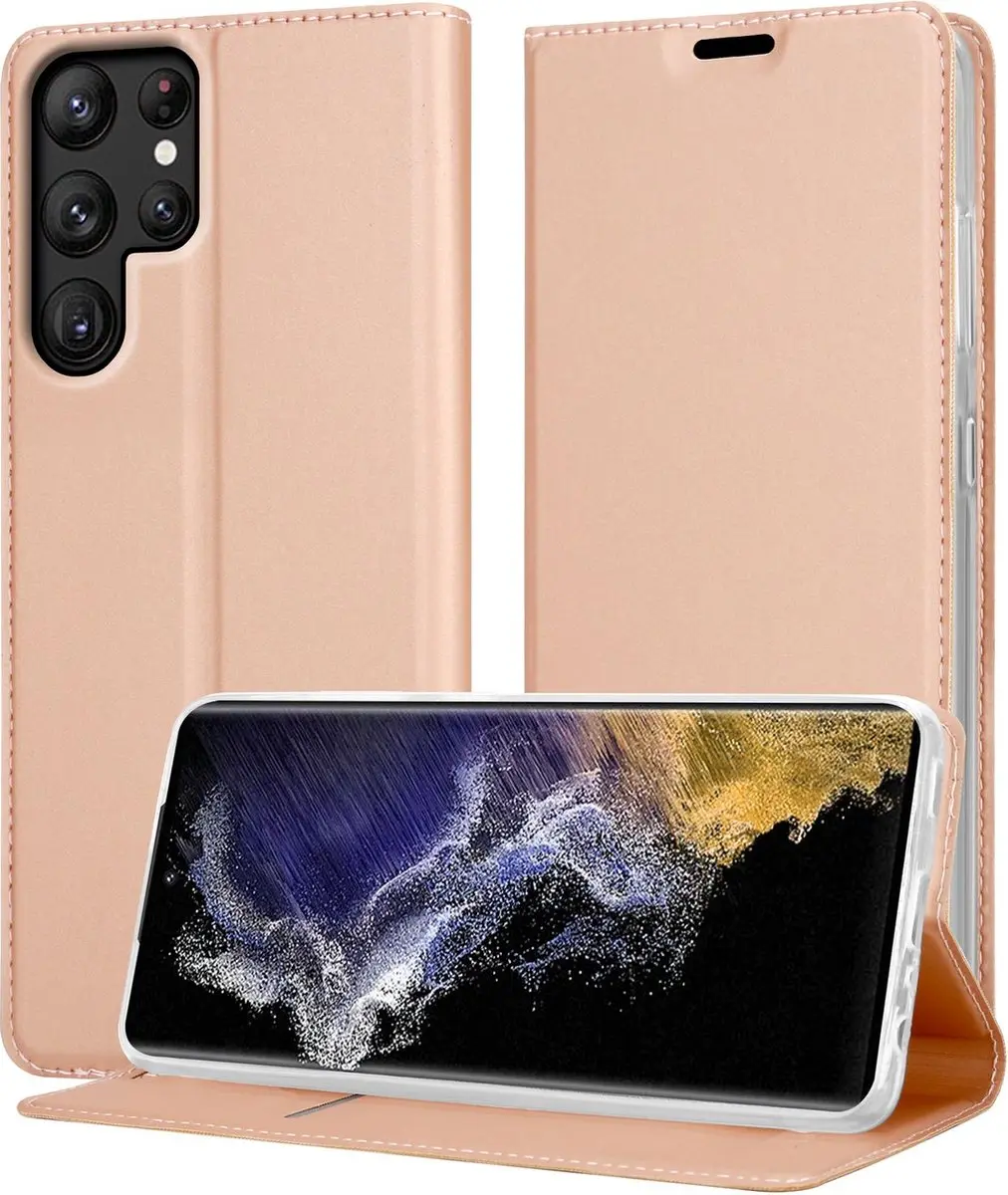 Cadorabo Hoesje geschikt voor Samsung Galaxy S22 ULTRA in CLASSY ROSE GOUD
