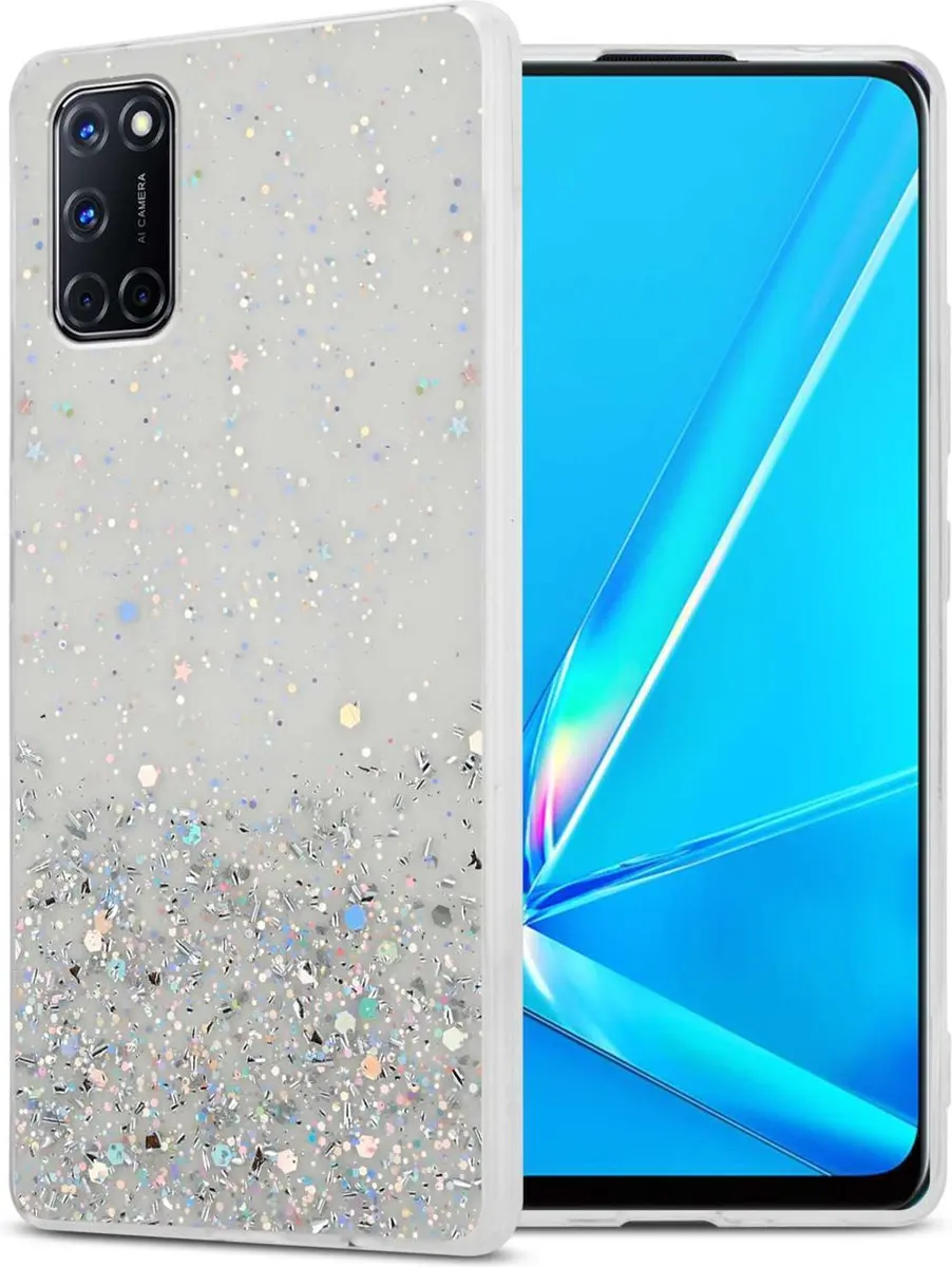Cadorabo Hoesje geschikt voor Oppo A92 in Transparant met Glitter