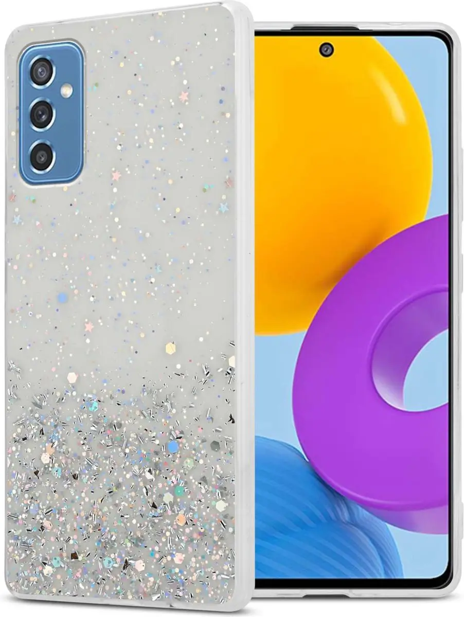Cadorabo Hoesje geschikt voor Samsung Galaxy M52 5G in Transparant met Glitter