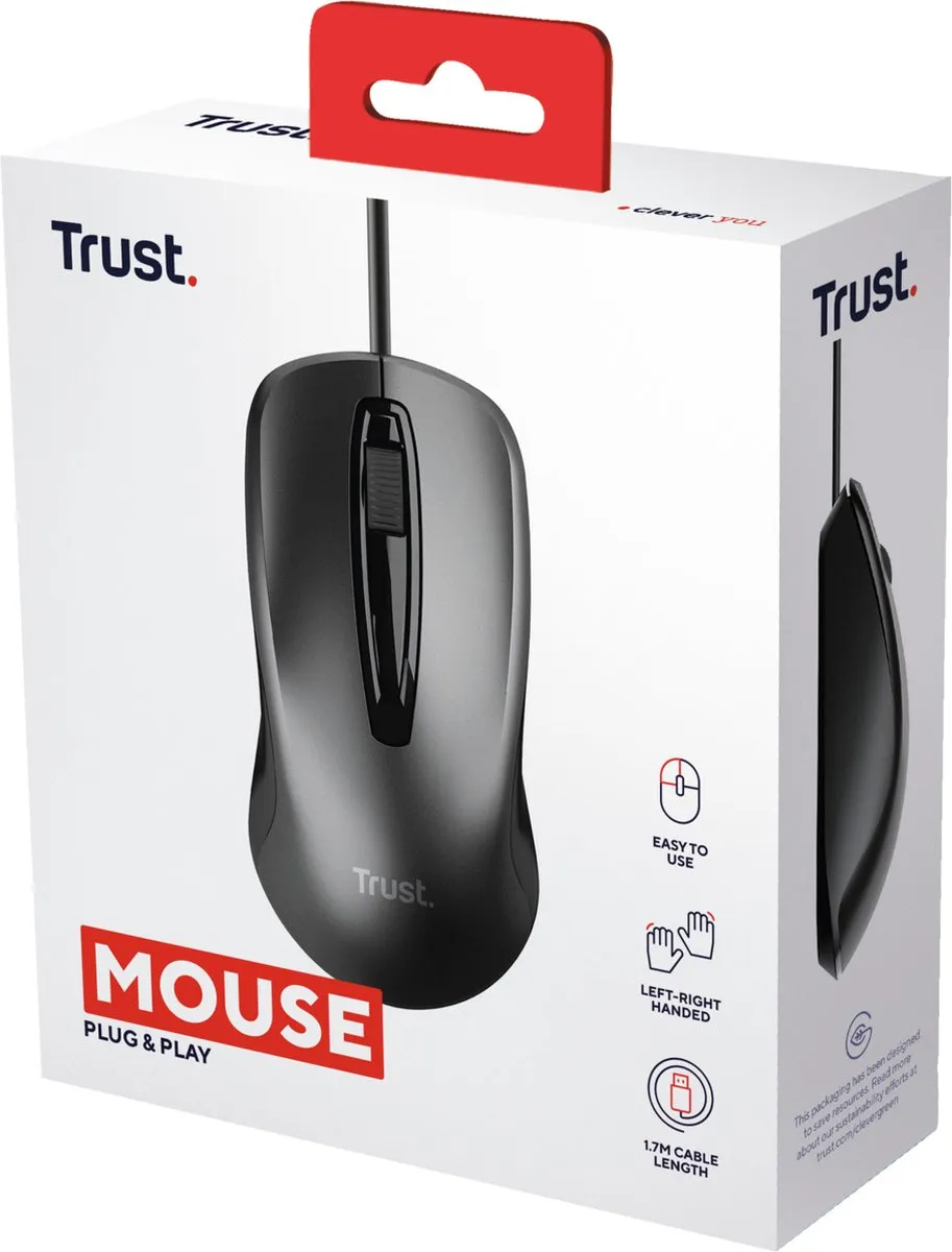 Trust Optische Muis 24657 - Bedraad 1200 DPI - Zwart