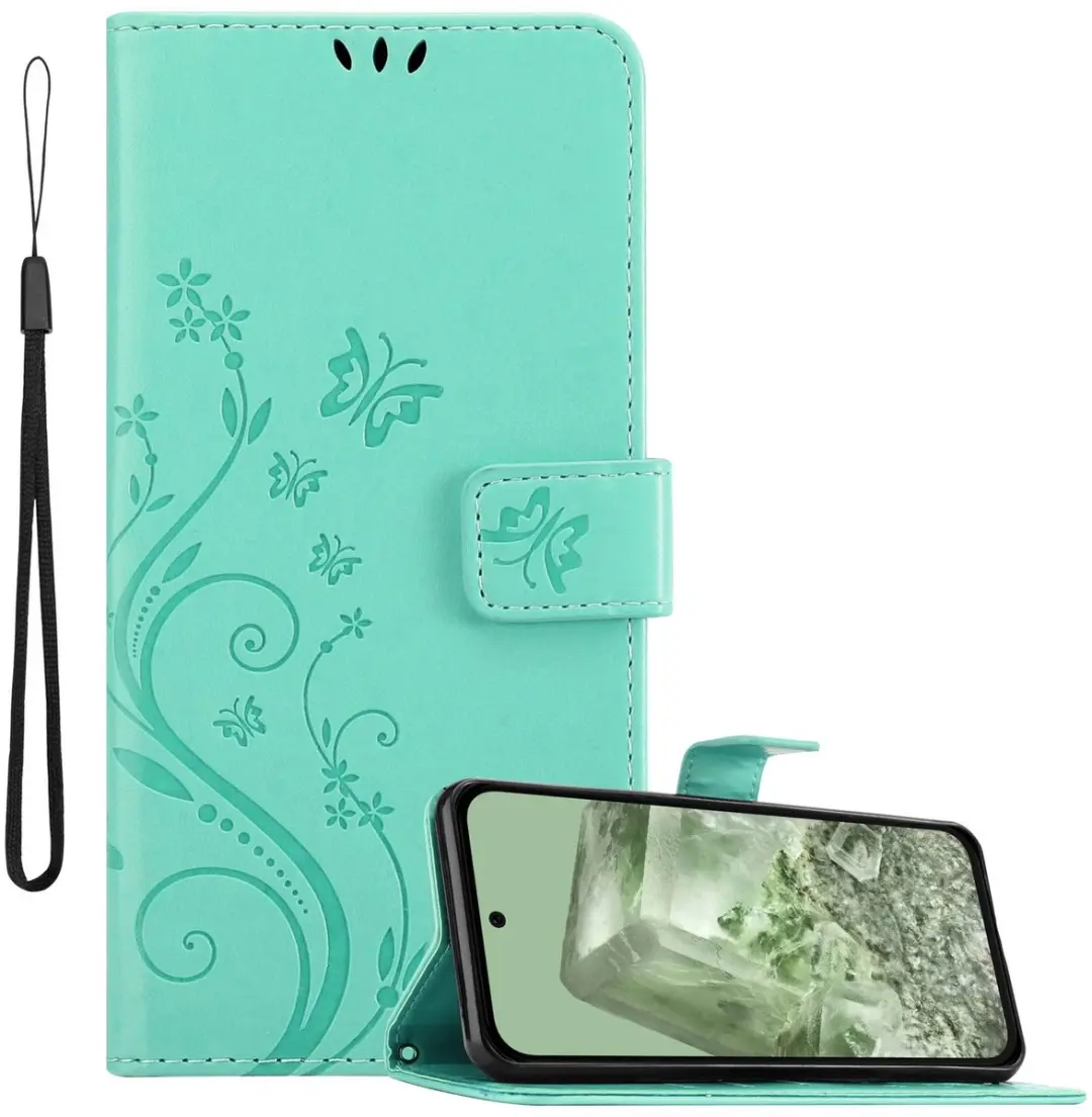 Cadorabo Hoesje geschikt voor Google Pixel 8A in BLOEMEN TURKOOIS
