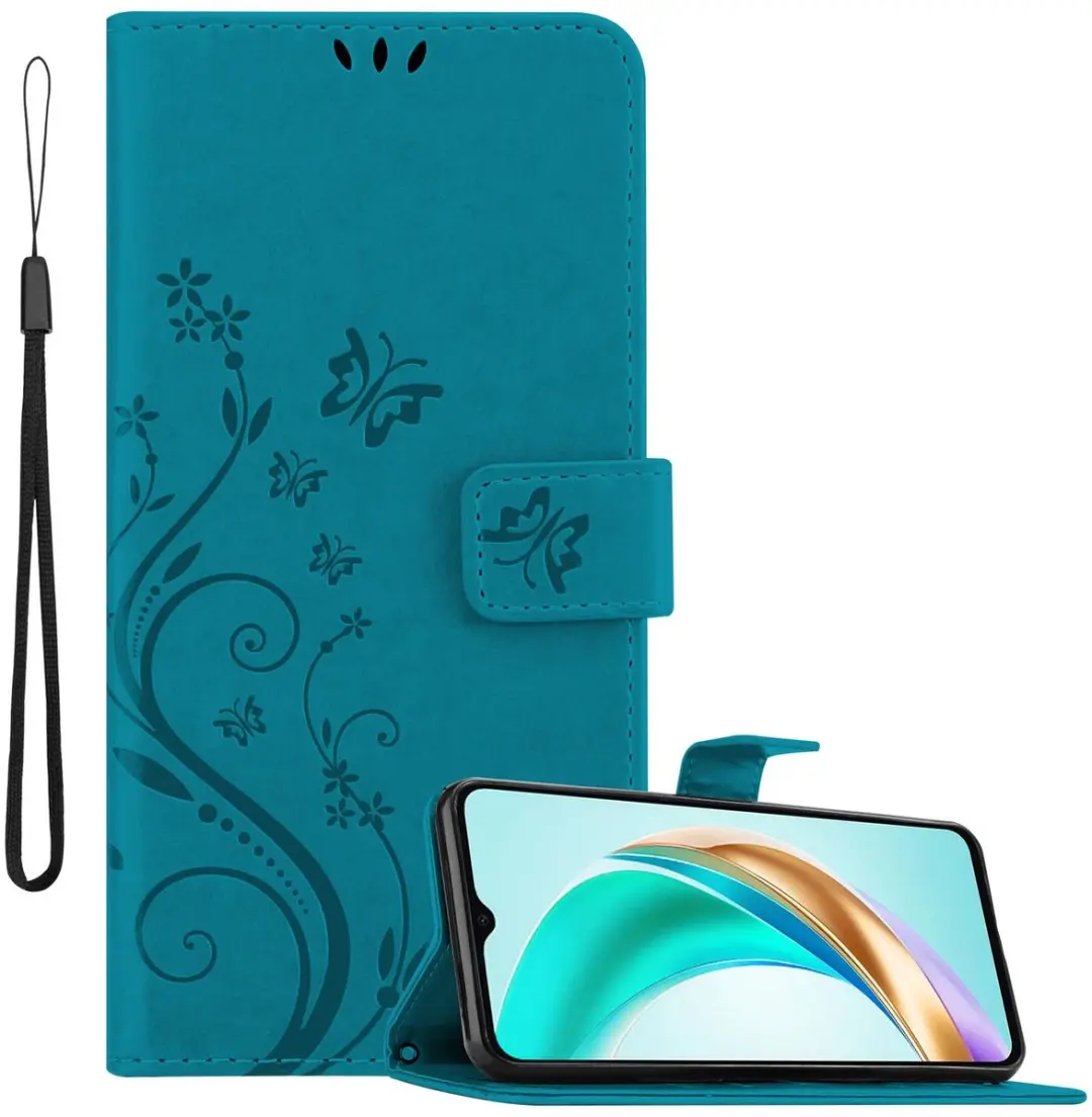 Cadorabo Hoesje geschikt voor Honor X6b in BLOEMEN BLAUW