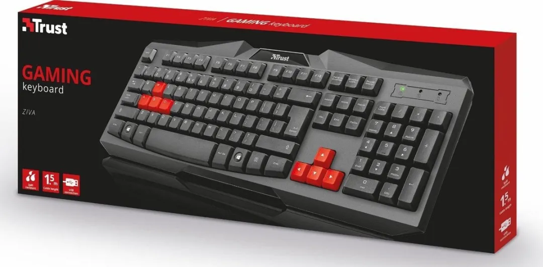 Trust Ziva IT Gaming Toetsenbord Zwart-Rood - 21957