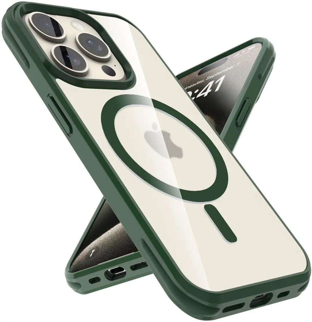 Hoesje geschikt voor iPhone 15 PRO in Donkergroen Case geschikt voor Magsafe