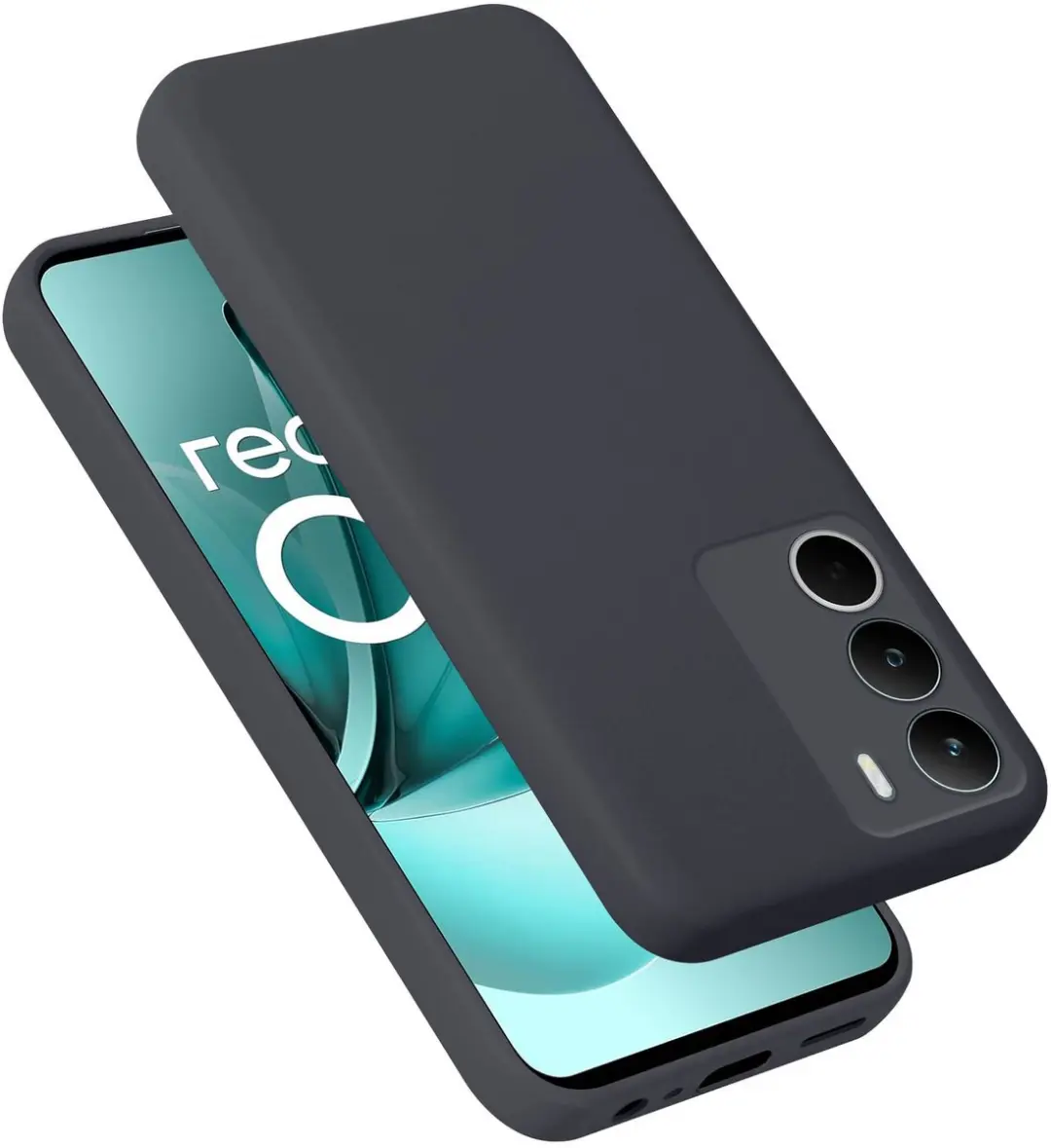 Cadorabo Hoesje geschikt voor Realme C71 Case in Liquid Zwart Beschermhoes gemaa