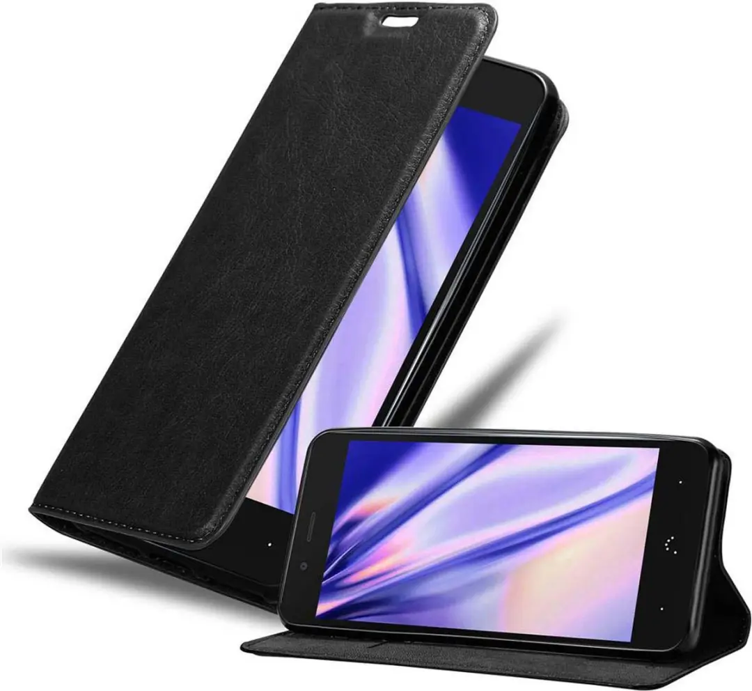 Cadorabo Hoesje geschikt voor BQ Aquaris X5 PLUS in ZWARTE NACHT