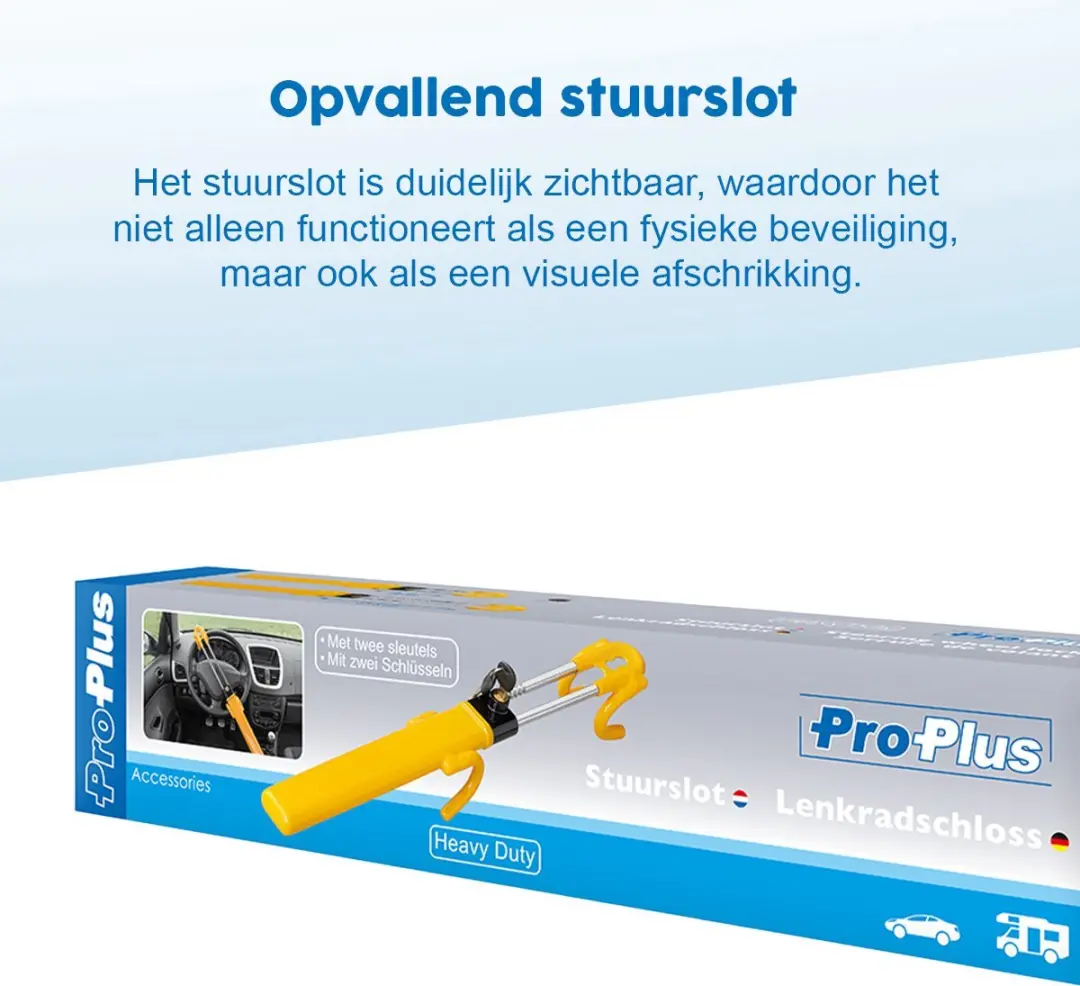ProPlus Heavy Duty Stuurslot - 2 Sleutels - Geel - afbeelding 4 van 6